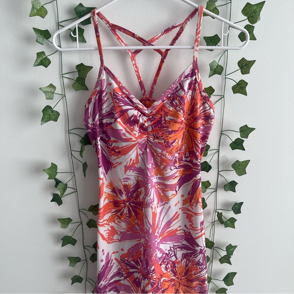 Floral Strappy Dress in Pink and Orange